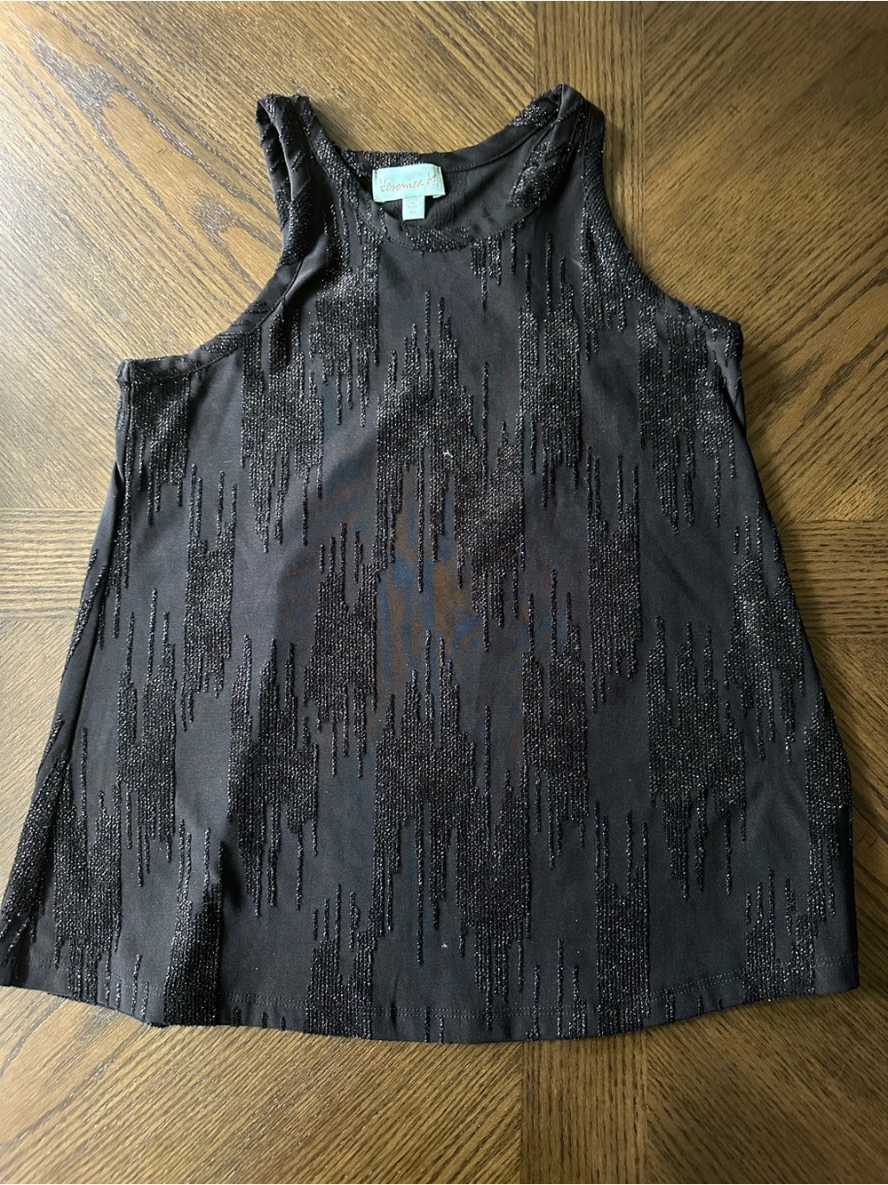 VeronicaM Sleeveless Black Sparkle Tank Top